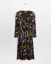 Oliver Bonas - Floral Print Velvet Midi Dress, Size 6 - Lyst