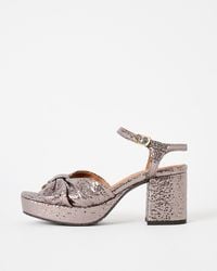Esska - Chili Gunmetal Metallic Platform Heeled Sandals, Size 3 - Lyst
