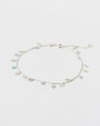 Oliver Bonas - Mae Apatite, Amazonite & Freshwater Pearl Silver Anklet - Lyst