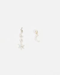 Oliver Bonas - Elara Freshwater Pearl Moon & Opalite Star Silver Drop Earrings - Lyst