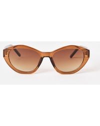 Oliver Bonas - Mocha Crystal Angled Oval Sunglasses - Lyst