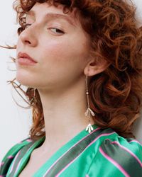 Oliver Bonas - Nahla Textured Leaf Pearl Hook Drop Earrings - Lyst