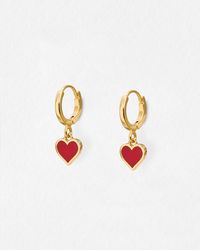 Oliver Bonas - Ottilie Heart Gold Tone Huggie Earrings - Lyst