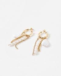 Oliver Bonas - Stevie Chain & Faux Pearl Gold Tone Charm Drop Earrings - Lyst