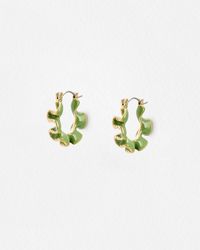 Oliver Bonas - Coralie Enamel Pleated Hoop Earrings - Lyst