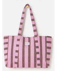Oliver Bonas - & Brown Striped Logo Fabric Tote Shopper Bag - Lyst
