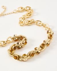 Oliver Bonas - Mariel Gold Tone Textured Chunky Chain Necklace - Lyst
