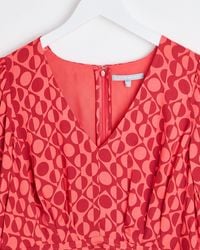 Oliver Bonas - & Red Geometric Print V-neck Mini Dress, Size 6 - Lyst