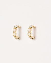 Oliver Bonas - Skylar Circular Stone Gold Hoop Earrings - Lyst