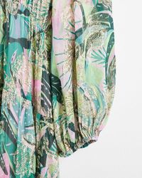 Oliver Bonas - Tropical Floral Metallic Midi Dress - Lyst