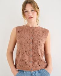 Oliver Bonas - Button Up Crochet Waistcoat, Size 10 - Lyst
