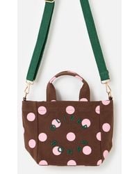 Oliver Bonas - & Pink Polka Dot Logo Fabric Mini Tote Crossbody Bag - Lyst