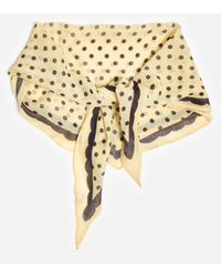 Oliver Bonas - Butter & Brown Polka Dot Diamond Scarf - Lyst