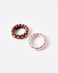 Oliver Bonas - Sid Pink Polka Dot & Check Hair Bands Set Of Two - Lyst
