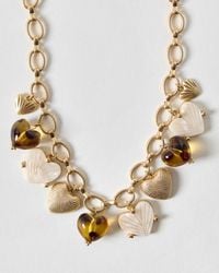 Oliver Bonas - Aria Gold Tone & Resin Heart Charm Necklace - Lyst