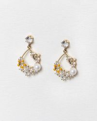 Oliver Bonas - Fleur Faux Pearl & Flower Teardrop Drop Earrings - Lyst