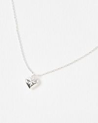 Oliver Bonas - Cora Engraved Heart Charm Pendant Necklace - Lyst