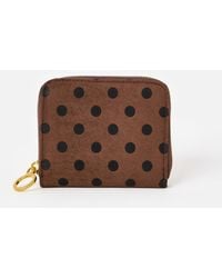 Oliver Bonas - Lola Polka Dot Faux Suede Zip Around Purse - Lyst