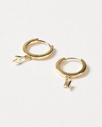 Oliver Bonas - Lightning Bolt Charm Hoop Earrings - Lyst