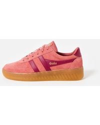 Gola - Grandslam Clay & Cerise Suede Trainers, Size Uk 3 - Lyst