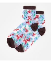 Oliver Bonas - & Red Floral Sheer Ankle Socks - Lyst
