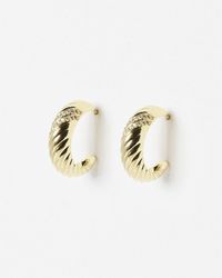 Oliver Bonas - Stella Stone Inlay Twisted Gold Plated Hoop Earrings - Lyst