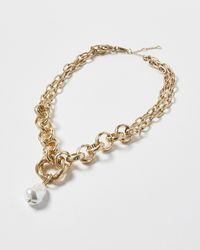 Oliver Bonas - Kali Faux Pearl Drop Chunky Pendant Necklace - Lyst