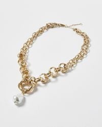 Oliver Bonas - Kali Faux Pearl Drop Chunky Pendant Necklace - Lyst
