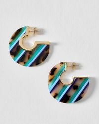 Oliver Bonas - Regina Tort Stripe Resin & Gold Tone Hoop Earrings - Lyst