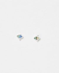 Oliver Bonas - Cosima Oval Paua Shell Silver Stud Earrings - Lyst