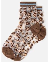 Oliver Bonas - Leopard Print Sheer Ankle Socks - Lyst