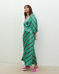Oliver Bonas - Diagonal Stripe Twist Midi Dress - Lyst