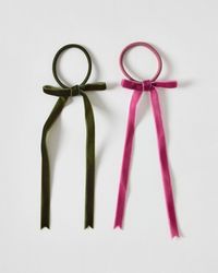 Oliver Bonas - Arla & Green Velvet Bow Hair Bands Set Of Two - Lyst