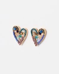Oliver Bonas - Becca Stone Cluster Statement Heart Earrings - Lyst