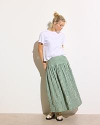 Oliver Bonas - Gingham Basque Waist Midi Skirt, Size 6 - Lyst