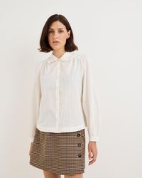 Oliver Bonas - & Metallic Gold Striped Frill Collar Blouse, Size 10 - Lyst
