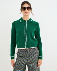 Oliver Bonas - Dark Collared Knitted Cardigan, Size 10 - Lyst
