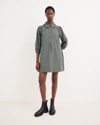 Oliver Bonas - Blue & Green Checked Frill Collar Cotton Mini Dress, Size 10 - Lyst