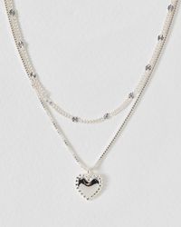 Oliver Bonas - Olya Toned Mini Heart Pendant Layered Necklace - Lyst