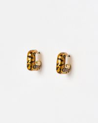 Oliver Bonas - Lana Leopard Print Square Hoop Earrings - Lyst