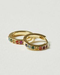 Oliver Bonas - Rainbow Gem Inlay Huggie Earrings - Lyst