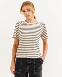 Oliver Bonas - Cream & Black Striped Ribbed T-shirt, Size 10 - Lyst