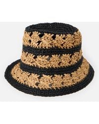 Oliver Bonas - Brown & Black Striped Crochet Bucket Hat - Lyst