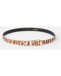 Oliver Bonas - Cream & Brown Zebra Print Leather Belt - Lyst