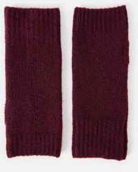 Oliver Bonas - Burgundy Ribbed Knitted Fingerless Gloves - Lyst