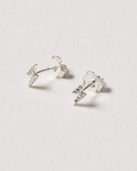 Oliver Bonas - Lightning Bolt Clear Gem Stud Earrings - Lyst