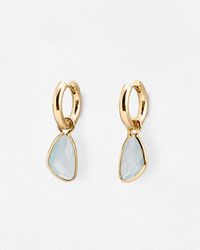 Oliver Bonas - Melody Stone Gold Tone Huggie Earrings - Lyst