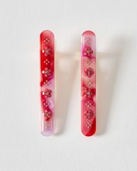 Oliver Bonas - Brigitte & Red Resin Flower Hair Clips Set Of Two - Lyst