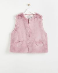 Oliver Bonas - Faux Fur Pink Gilet, Size Medium - Lyst