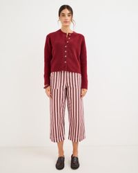 Oliver Bonas - Brown & Striped Scalloped Pocket Cropped Wide Leg Jeans, Size 10 - Lyst